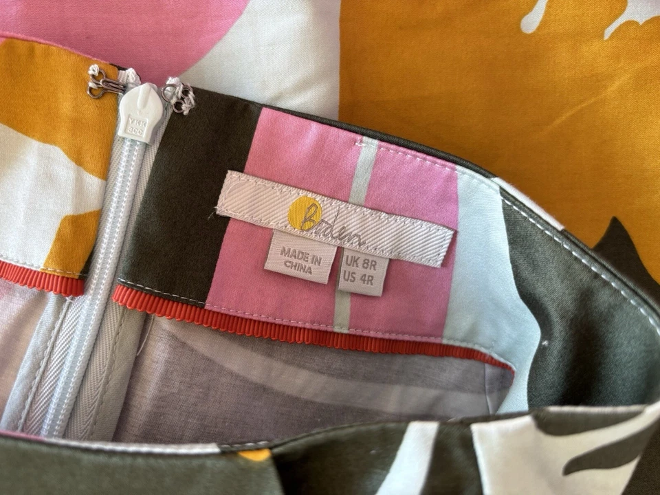 BODEN Falda Midi Estampado Abstracto Británico Preppy Bolsillos Mujer’s 4R Oficina Carrera Foto 3 de 4