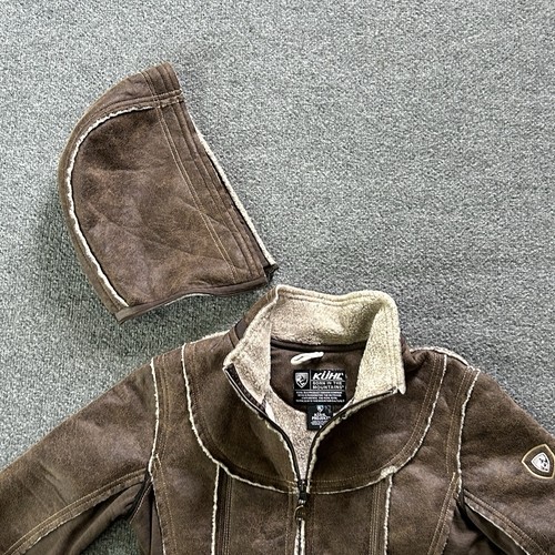 KUHL Jacket Women Small Dani Sherpa Coat Hood Micro Suede Wool Italian Fabric - Picture 3 of 16