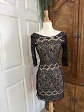 Vintage 90s Y2k Windsor Black Lace Mini Dress Whimsical Goth Low Back Sz M