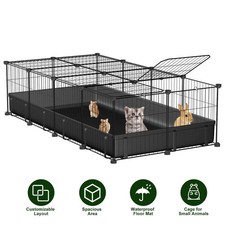 47x24x12" Animal Cage Small Animal Playpen Heavy Duty DIY Metal Pet Black Cage