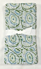 Pottery Barn SAMPLE Set of 4 Blue Floral Block Print 20x20 Cloth Dinner Napkins