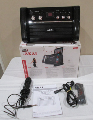 AKAI KS-213 CD+G Karaoke System with Light Effect & iPad Cradle VG 