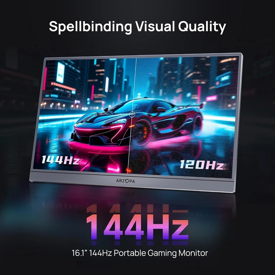 16.1'' 144Hz Portable Monitor with Storage Bag, 100% sRGB 1920×1080P FHD HDR 144 - Image 2 of 4
