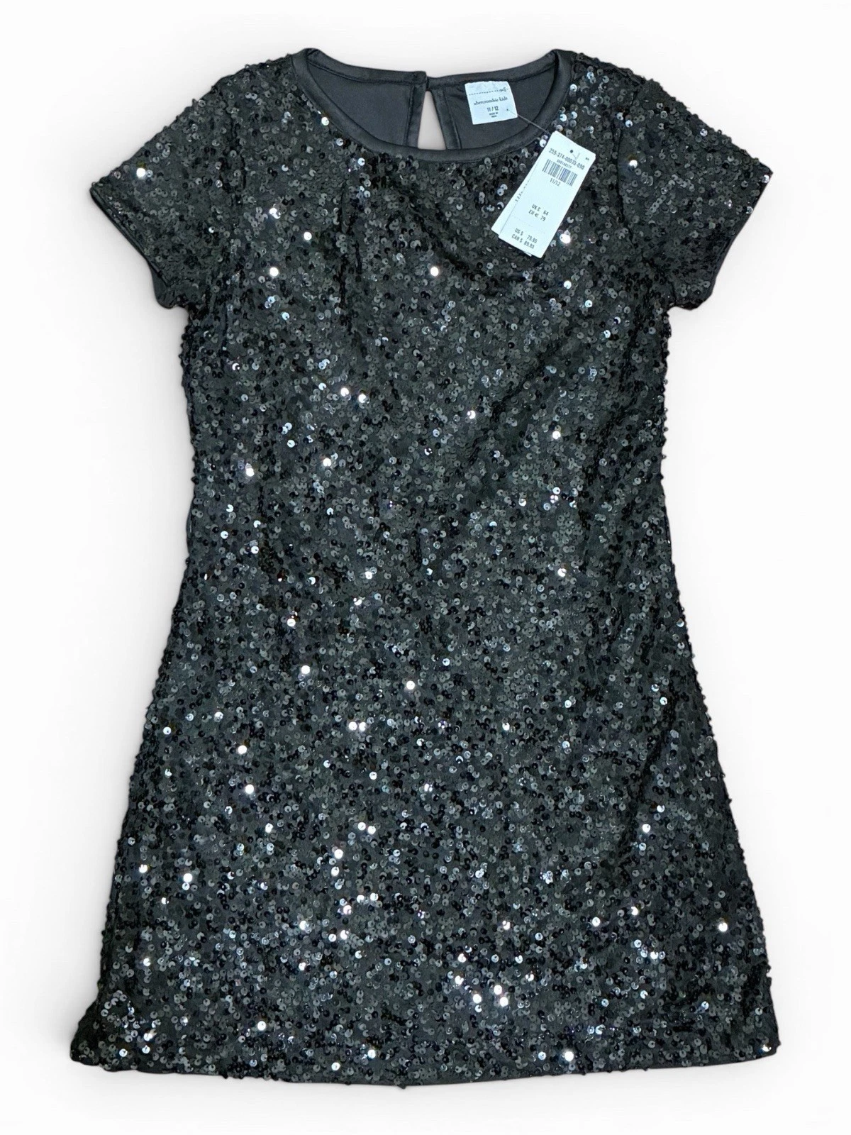Abercrombie Kids Black Dress Sz 11/12 Shiny Sparkled All Over Sequin Lined Girls