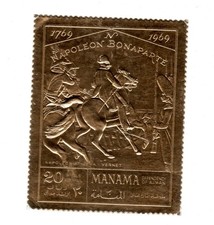 FRANCOBOLLO FRANCO O ORO NAPOLEONE BONAPARTE 1769 1969 MANAMA 20 RIYAL