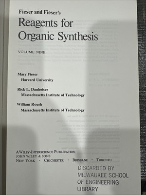 Fiesers' Reagents for Organic Synthesis, Volume 9: Mary Fieser (1981, Hardcover)