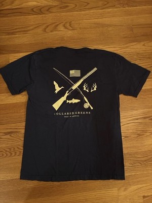 Collared Greens Navy  Large Short Sleeve Casual T-Shirt with Hunting Graphic 