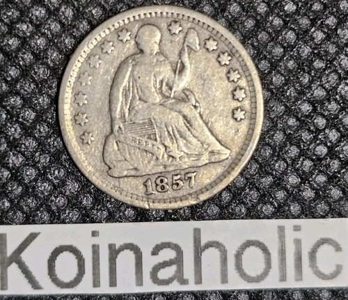 1857 Sitzende Freiheit HALBER GROSCHEN sehr schön 90% Silber, über 150 Jahre alt! - Bild 3 von 6