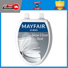 Mayfair Cassel Elongated Slow Close Toilet Seat Premium Wood White Easy Clean