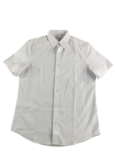 Calvin Klein Shirt Mens Extra Small White Classic Fit Short Sleeve Button Up 100