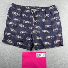 Tommy Bahama Relax Swim Trunks Mens 2XL Navy Blue Print Lined Draw String