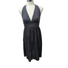 Amanda Uprichard Black Silk Halter Ruffle Open Back Dress Size Medium Ruffle