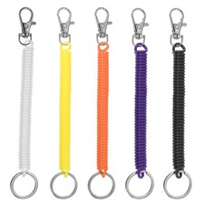 Retractable Coil Springs Keychain with Metal Lobster Clasp Keyring 5 Colors
