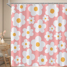Cute Retro Boho Pink Floral Aesthetic Abstract Funky Girly Shower Curtain for Ba