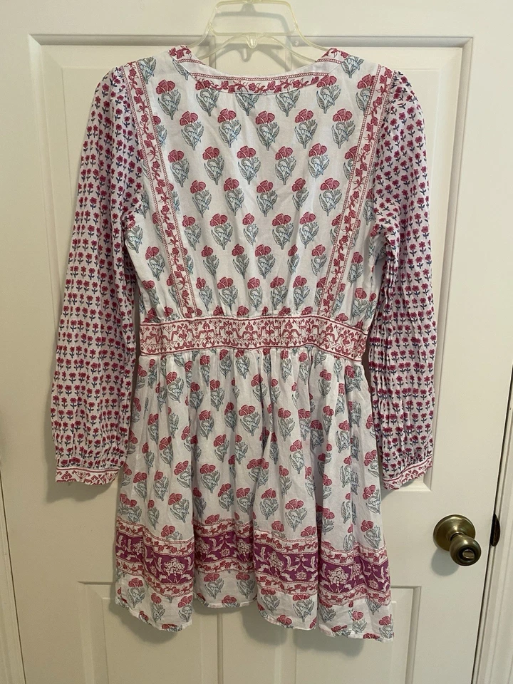 Haute Hippie Pink & White Floral Cotton Lined Boho Dress, Size Small - Image 2 of 4