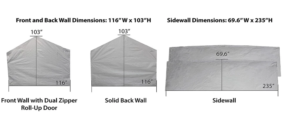 Kit de pared lateral con dosel 10 X 20 caravana cochera garaje recinto refugio tienda fiesta Foto 4 de 4
