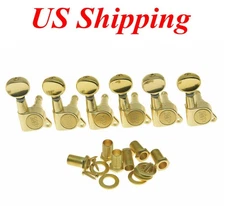 Wilkinson Gold 6 Inline Mini Oval Button E-Z-LOK Post Guitar Tuners Tuning Keys
