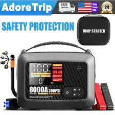 8000A Car Jump Starter With Air Compressor Power Bank Heavy Duty Truck Supersafe
