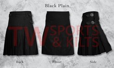 Scottish Outfit Solid Black Tartan Kilt Set - 08 Pieces Kilt Accessories for Men