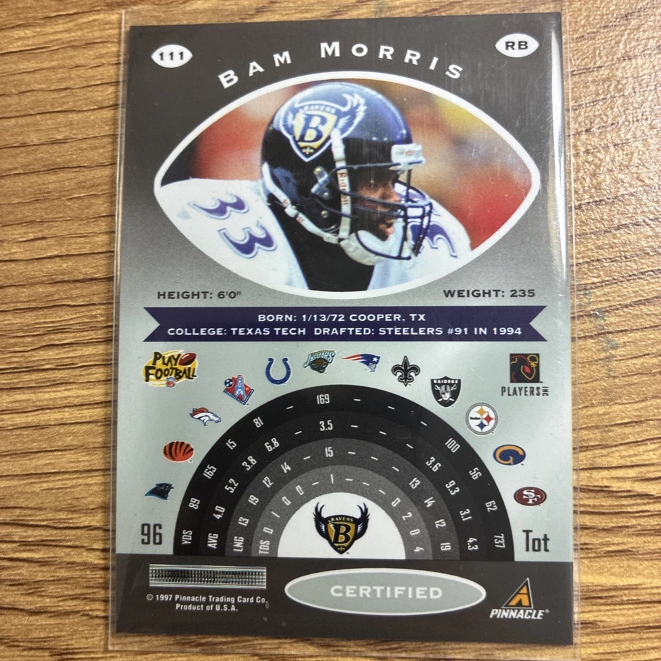 1997 Pinnacle Certified - Bam Morris #111 - Image 2 of 2