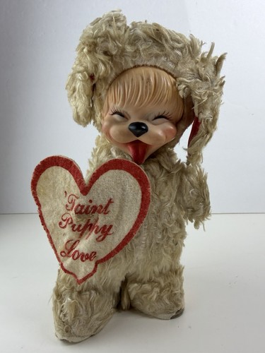 Vintage Rushton Star Creation Laughing Happy Puppy Rubber Face Valentine Plüsch - Bild 1 von 15