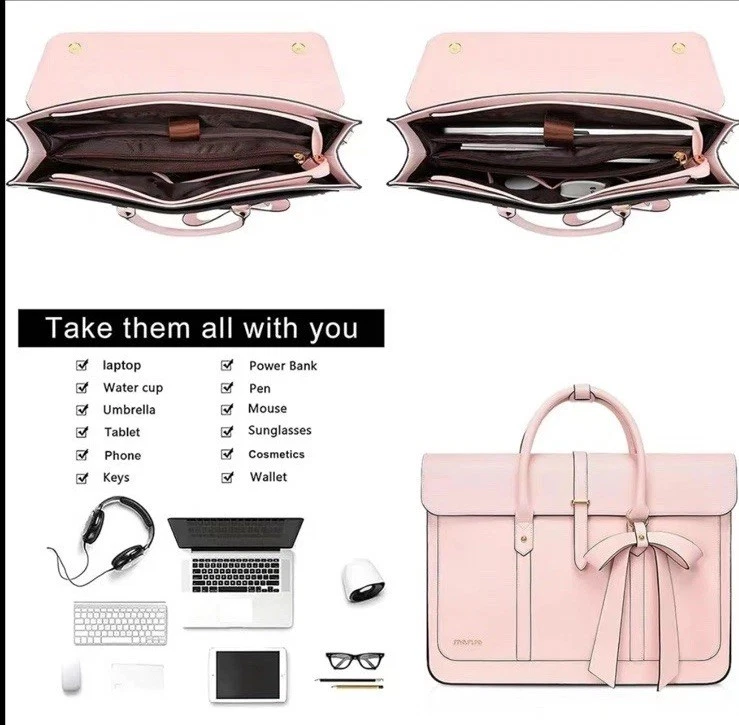 Mosiso 14-16 Inch PU Leather Laptop Bag For Women Convertible Briefcase/Backpack - Image 4 of 4