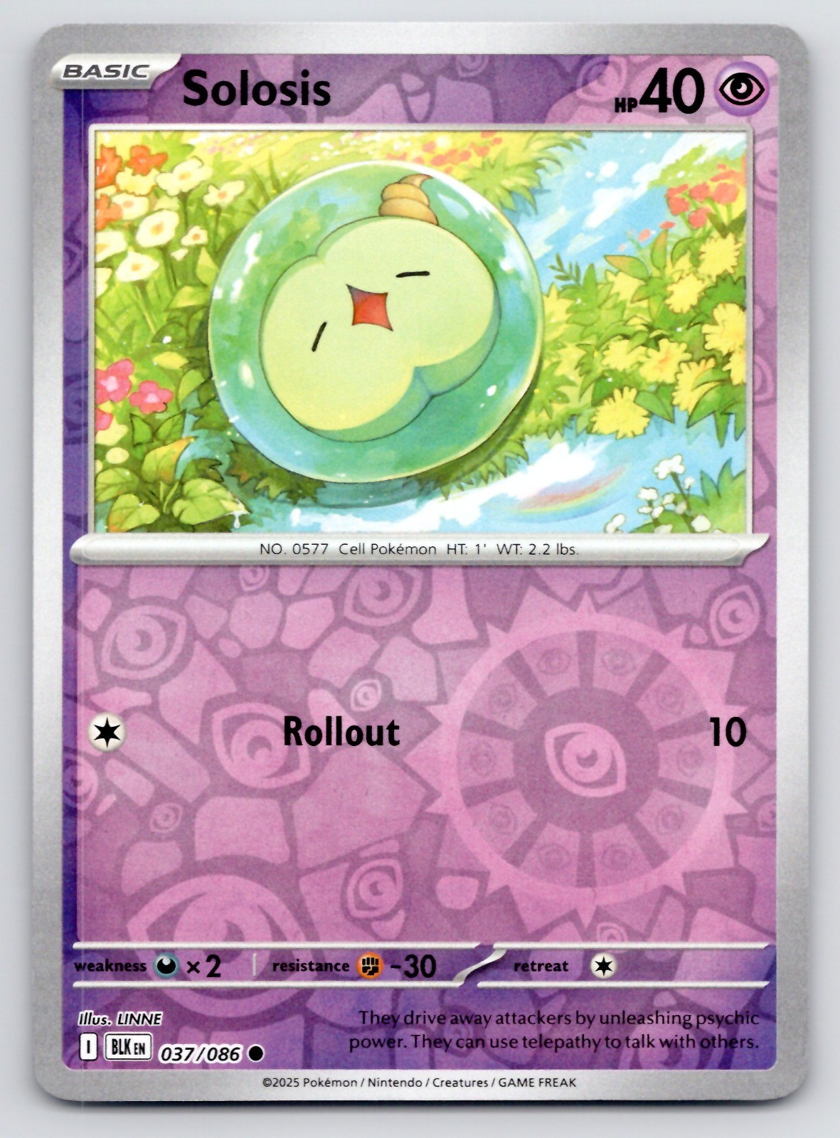 Pokemon Solosis SV: Black Bolt BLK Reverse Holo 037/086 NM