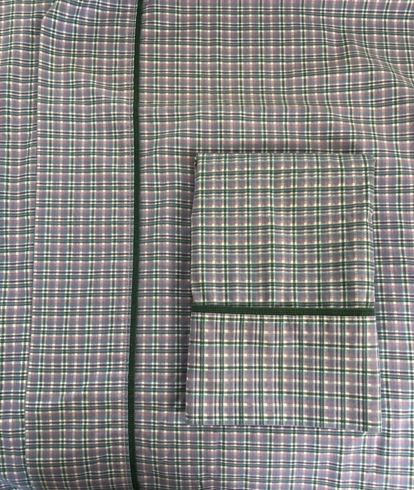 Juego de sábanas dobles y estuche Waverly Garden Room violetas dulces púrpura verde a cuadros de colección Foto 3 de 4