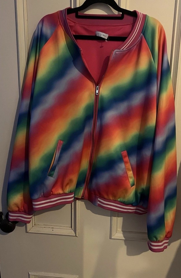 Little Party Dress generous size 22 stretch bomber zip up jacket Colourful