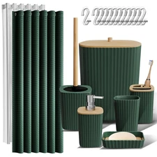 20PC Bamboo Bathroom Accessory Set - Complete Bathroom Accessory Set & Bath Rugs