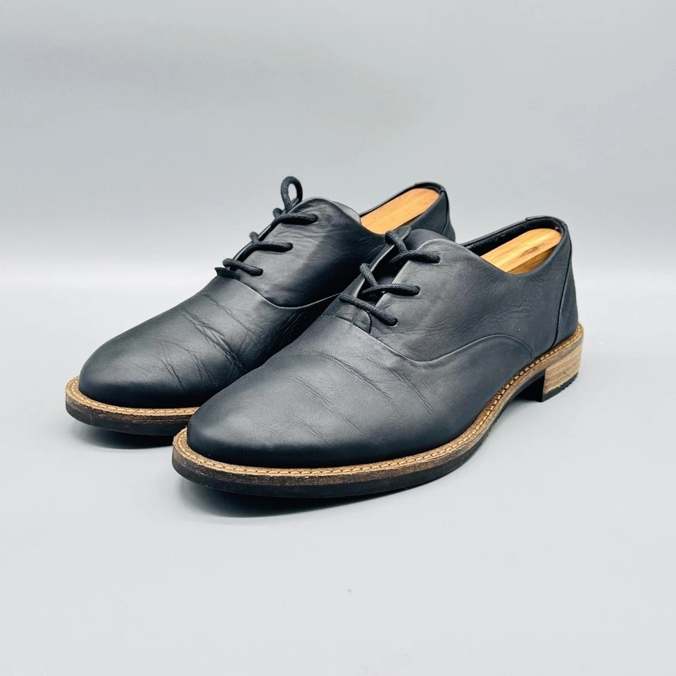 Zapatos ECCO para mujer 7-7,5 cuero negro Oxford Derby Sartorelle vestido sin cordones Foto 4 de 4