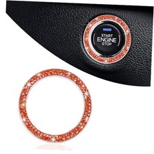 Bling Crystal Double Rhinestone Car Engine Start Ring Decals, Sparkling Orange
