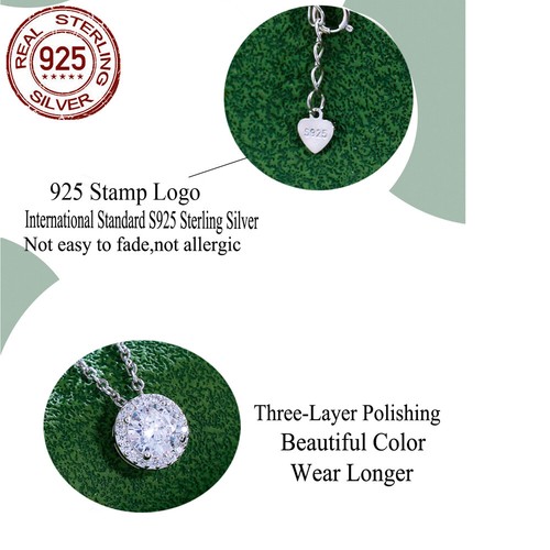 925 Sterling Silber Schmuckset Runde Anhänger Halskette Ohrstecker CZ Damen - Bild 5 von 8