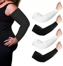 2 Pairs Plus Size Arm Sleeves for Men Women, XXL UV Arm Cooling Ice Silk Sleeves