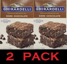 Ghirardelli PREMIUM DARK CHOCOLATE Chips BROWNIE Mix 20 oz Box - 2 PACK