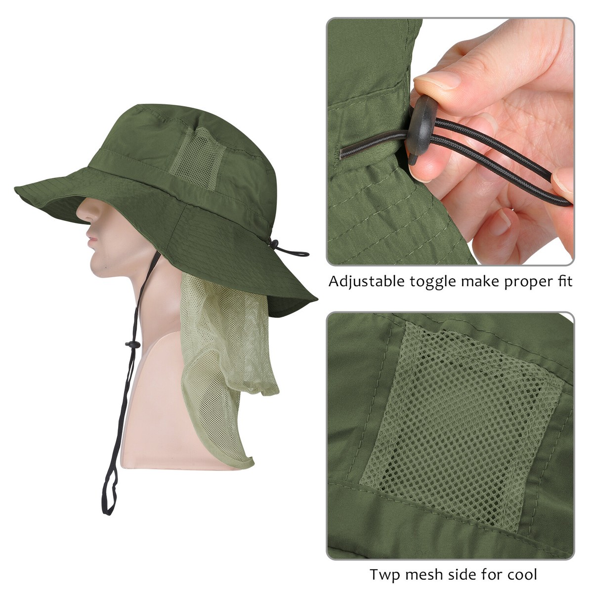 帽子 Nylon Travel Outdoor HAT Microfiber Fishing Cap with Long Bill and Sun Shield -DPC