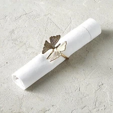 Frontgate Butterfly Napkin Rings Brass Set of 4 NEW