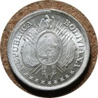 elf Bolivia 50 Centavos 1899 PTS MM   Silver Diecracks Die Failure Error — photo 1