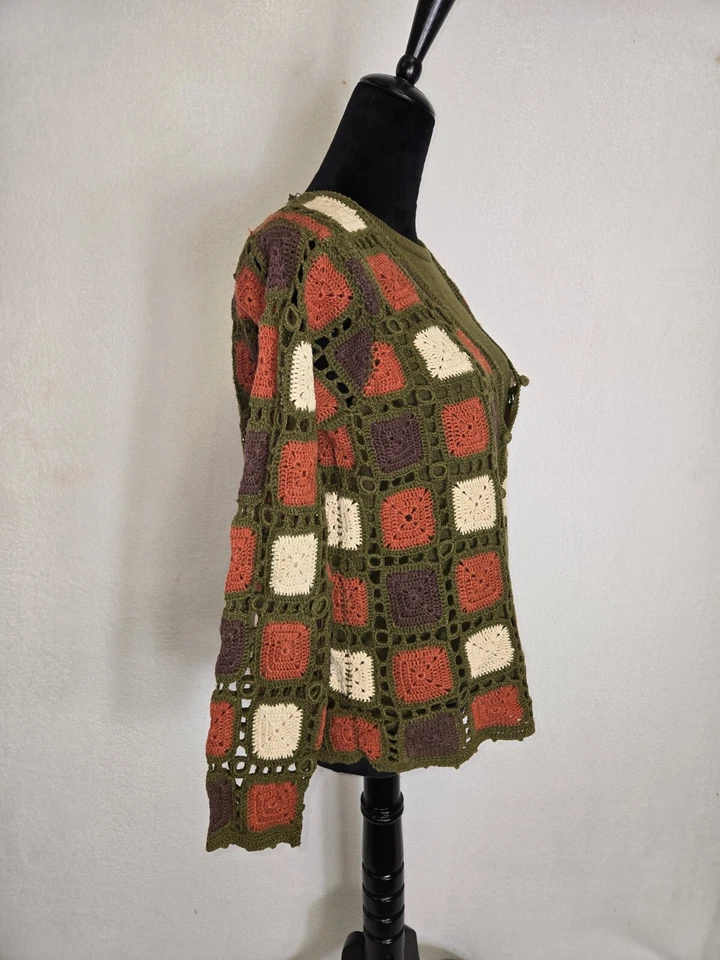 Винтажный квадратный вязаный крючком свитер Jason Maxwell Granny средний размер - Изображение 3 из 4