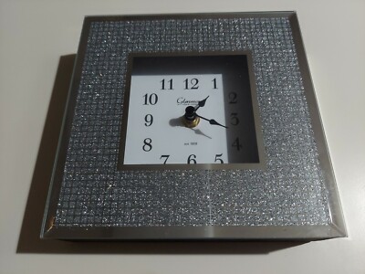 GLENMONT CLOCK COMPANY SILVERTONE SPARKLE FACE DESK CLOCK WORKING