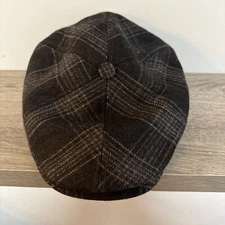 ITALIAN CAPAS MEDIUM GRAY WOOL/CASHMERE PLAID NEWSBOY CABBIE DRIVING CAP