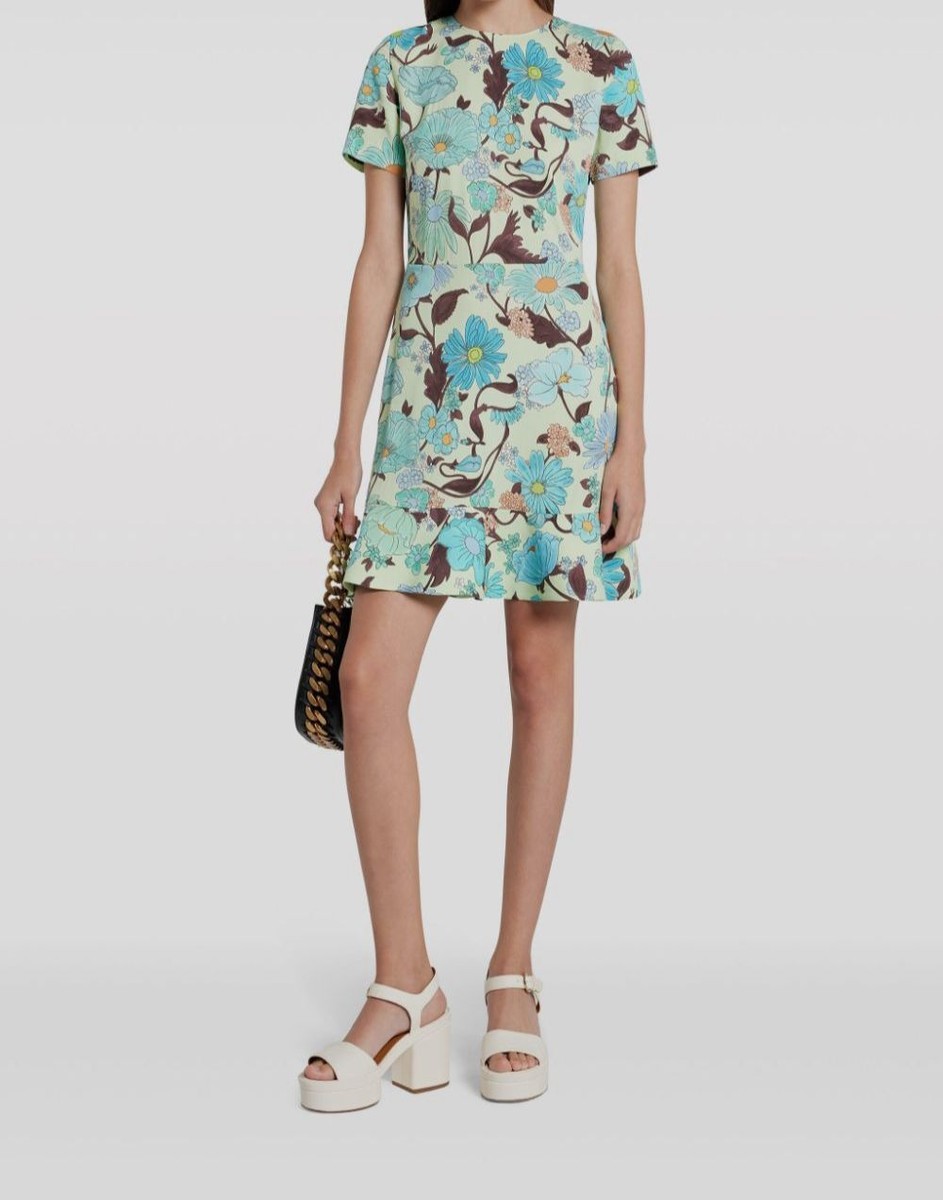 Stella McCartney Women's Green Garden Print Mini Dress Size 38 Stella McCartney Women's Green Garden Print Mini Dress Size 38