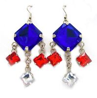 Bling Bling Red White Blue Acrylic Dangle Earrings 2 W Gift Bag Bling Bling Red White Blue Acrylic Dangle Earrings 2 W Gift Bag
