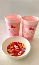 Hello Kitty 50th Anniversary Daiso Sanrio 2Tumblrs & Small Plate