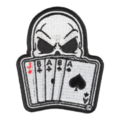 Skull With Dead Man's Hand Poker Patch, Gambling Patches