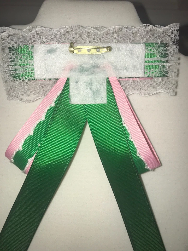 时尚女式衬衫领结条纹珍珠丝带吊坠领胸针首饰 — 第 3/3 张图片