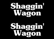 Shaggin Wagon Funny Joke Two White 6" Vinyl Decals Car Truck Van Camper Trailer