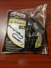 POWERTYE 1" SOFT TYE TIE DOWN W/SECURE HOOK (BLACK) 23622 6FT 1 PAIR #E14