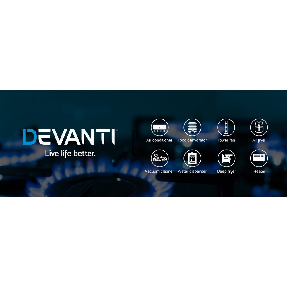 Devanti Gas Cooktop 60cm 4 Burner Glass Cook Top Cooker Stove Hob NG
