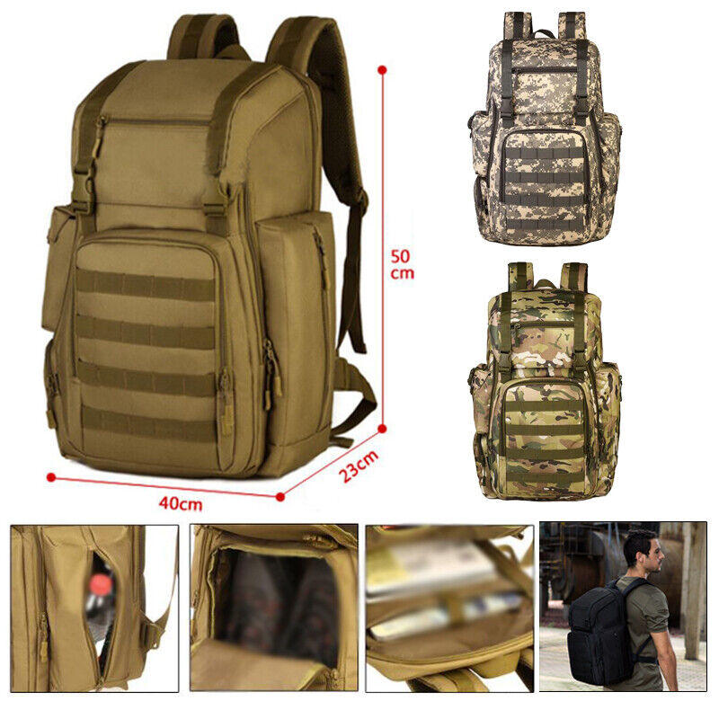 40L Outdoor Tactical Molle Shoulder Backpack  Rucksack Camping H